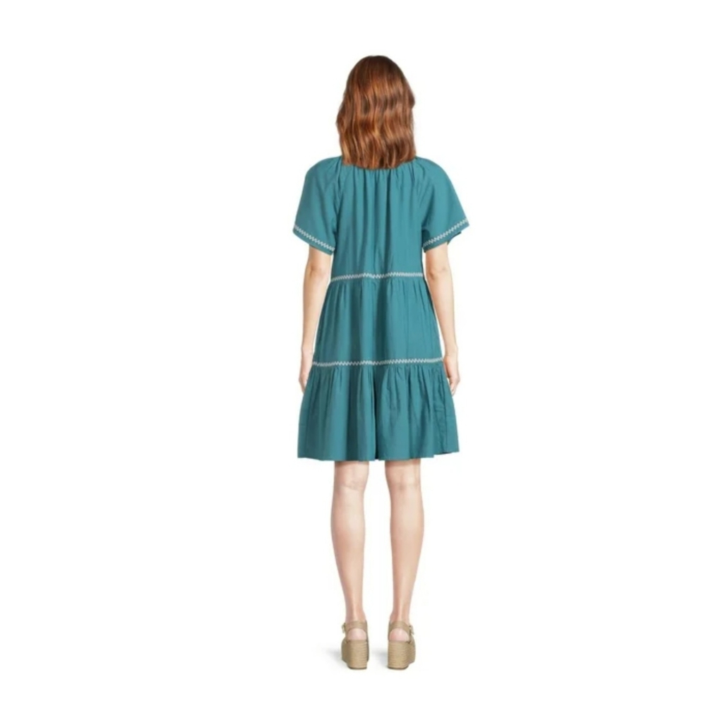 Beachlunchlounge Women's Puff Slevee Flounce Teal Mini Dress Size XXL - Picture 3 of 14